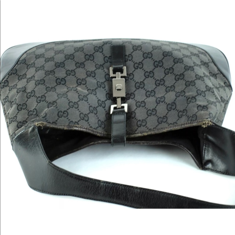 GUCCI GG Black Canvas & Leather Jackie Hobo One - Picture 4 of 8